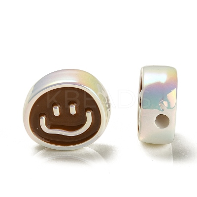 UV Plating Rainbow Iridescent Acrylic Enamel Beads OACR-G012-13A-1