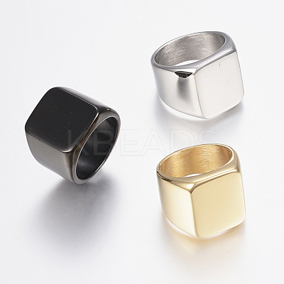 304 Stainless Steel Signet Band Rings for Men RJEW-G091-16-1