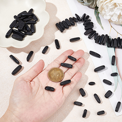 1 Strand Natural Black Stone Beads Strands G-BBC0001-21-1