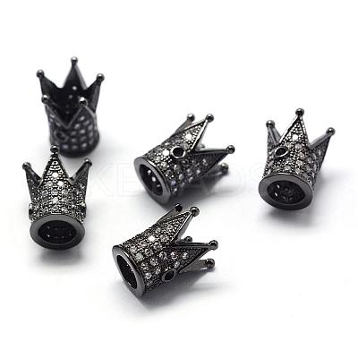 Rack Plating Brass Cubic Zirconia Beads ZIRC-S034-02B-1