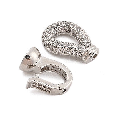 Brass Micro Pave Clear Cubic Zirconia Fold Over Clasps KK-C075-01P-1