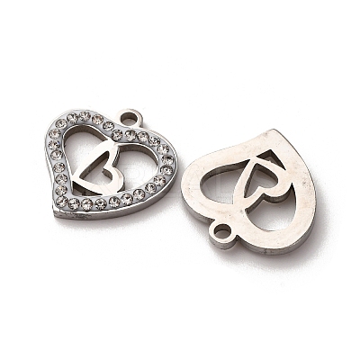 304 Stainless Steel Clay Rhinestone Pendants STAS-P406-17B-P-1