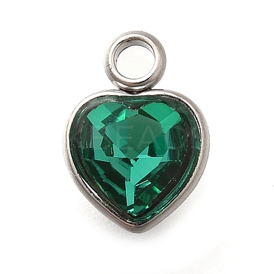 304 Stainless Steel with Rhinestone Pendants STAS-Q346-01P-08-1