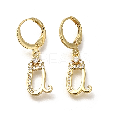 Brass Clear Cubic Zirconia Hoop Earrings EJEW-M045-01U-1