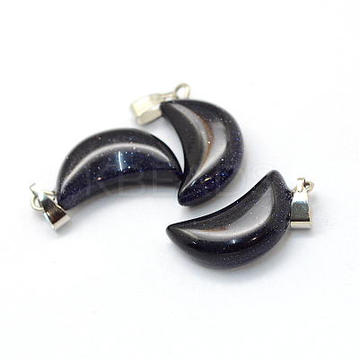 Moon Synthetic Blue Goldstone Pendants G-Q369-08-1