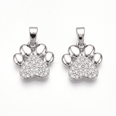 Brass Micro Pave Cubic Zirconia Pendants KK-T070-85P-1
