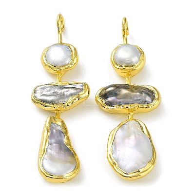 Rack Plating Brass Big Pendants with Natural Keshi Pearl KK-K348-15G-1