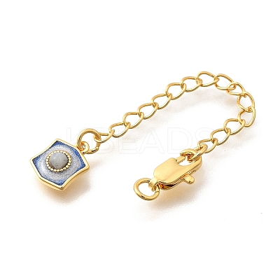 Brass Natural Lapis Lazuli Ends with Chain KK-K398-09G-1