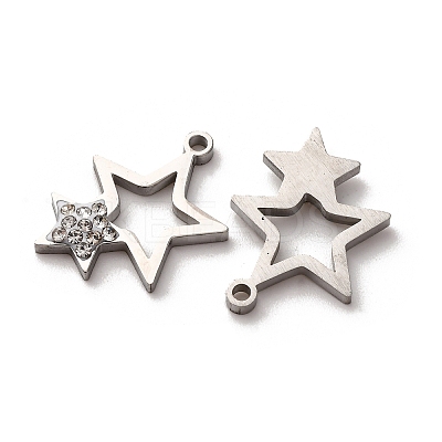 304 Stainless Steel Clay Rhinestone Pendants STAS-P406-17I-P-1