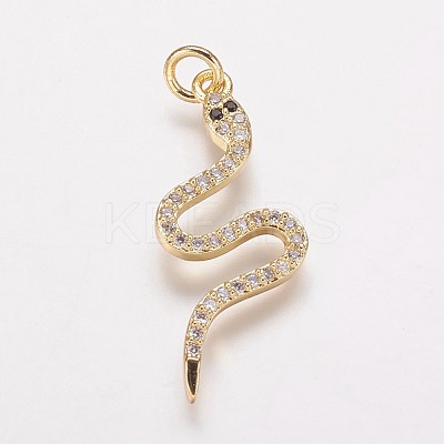 Brass Cubic Zirconia Pendants KK-P134-27G-1