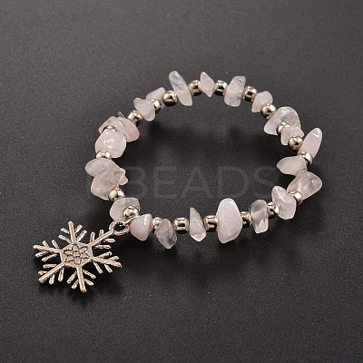 Natural Gemstone Beaded Stretch Kids Charm Bracelets BJEW-JB01827-1