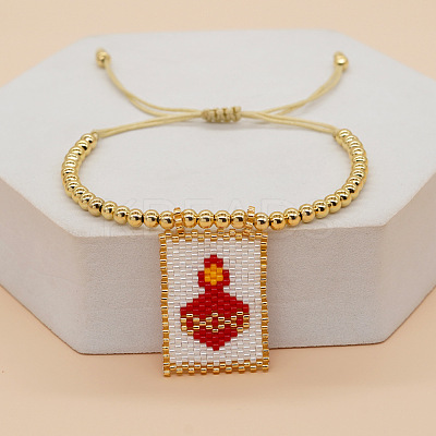 Handmade Glass Seed Bead Charm Bracelets PX3298-8-1
