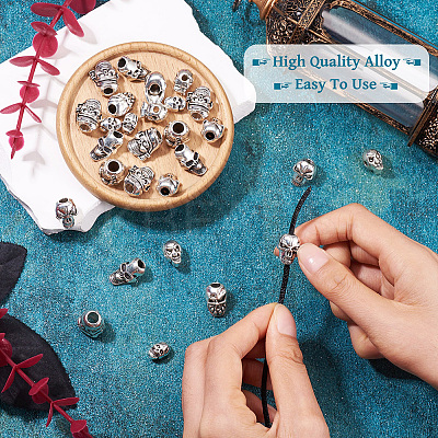 28Pcs 7 Styles Tibetan Style Alloy Beads TIBEB-TA0001-30-1