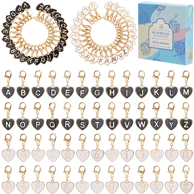56Pcs 2 Colors Alloy Enamel Pendant Locking Stitch Markers HJEW-SC00141-1