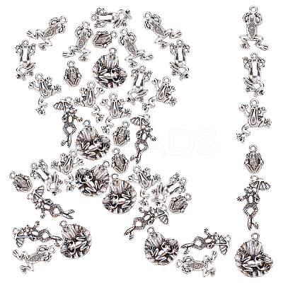 108Pcs 6 Style Tibetan Style Alloy Frog Charms TIBEP-SC0001-90-1