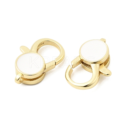 Flat Round Brass Enamel Lobster Claw Clasps KK-Z147-02G-B-1
