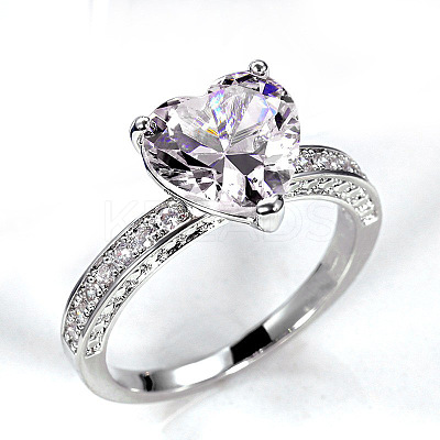 Brass Micro Pave Cubic Zirconia Finger Rings for Women FS-WGC99AF-07-1