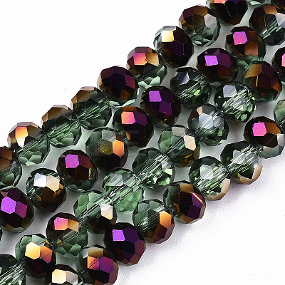 Electroplate Transparent Glass Beads Strands LS-EGLA-A034-T6mm-F25-1