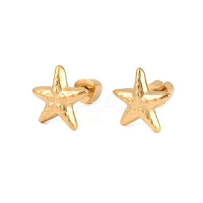 304 Stainless Steel Star Stud Earrings EJEW-I320-10G-1