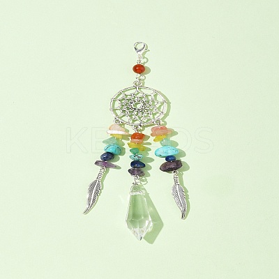 Chakra Natural & Synthetic Gemstone Chips & Alloy Pendant Decorations HJEW-FS00024-1