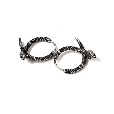 Antique Silver 316 Surgical Stainless Steel Hoop Earrings EJEW-D096-03C-AS-1