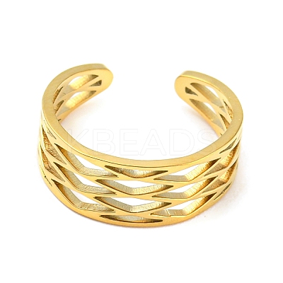 Real 18K Gold Plated Stainless Steel Cuff Earrings LS-EJEW-D072-01A-G-1