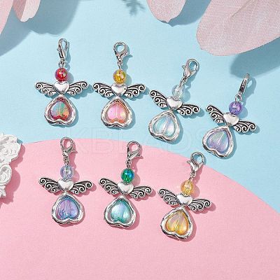 7Pcs 7 Colors Angel Acrylic Pendant Decorations HJEW-JM01736-01-1