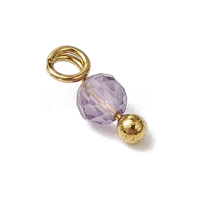 7Pcs 7 Styles Natural Red Jasper & Tiger Eye & Rose Quartz & Green Aventurine & Magnesite & Lapis Lazuli & Amethyst Faceted Round Charms PALLOY-JF03452-1