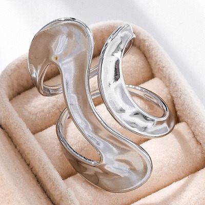 304 Stainless Steel Open Cuff Rings for Women RJEW-F174-08P-1