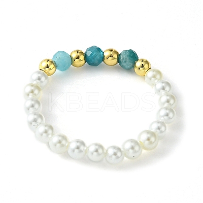 3Pcs 3 Style Natural Pearl & Moss Agate & Apatite Beaded Stretch Rings RJEW-TA00099-1