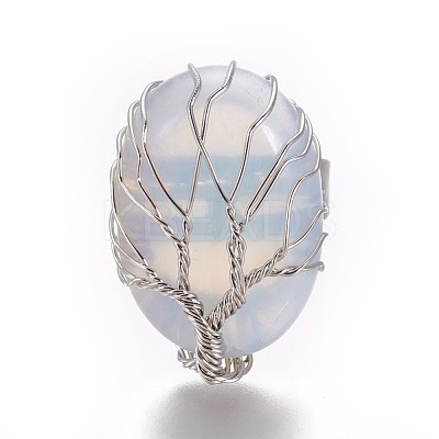 Adjustable Opalite Finger Rings RJEW-L090-B01-1