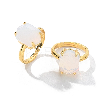 Hexagon Opalite Finger Rings RJEW-B113-02G-03-1