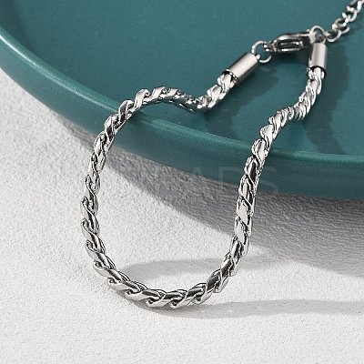 304 Stainless Steel Rope Chain Bracelets for Women BJEW-Q051-04P-1