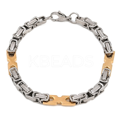 201 Stainless Steel Byzantine Chain Bracelets for Women BJEW-B143-13GP-1