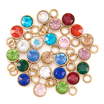 24Pcs 12 Colors Glass Rhinestone Charms STAS-TA0002-68-1