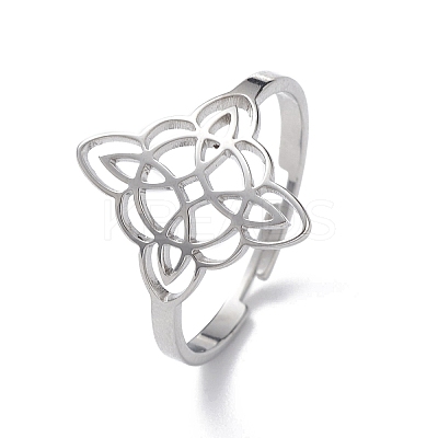 Non-Tarnish Sailor's Knot 304 Stainless Steel Hollow Adjustable Ring for Women RJEW-E073-04P-1
