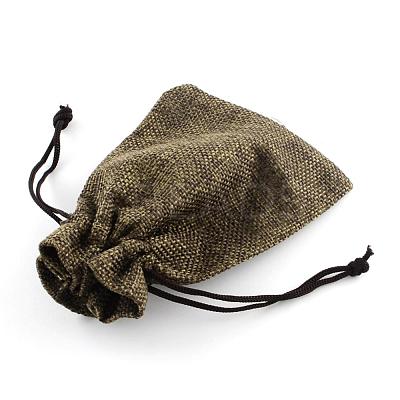 Polyester Imitation Burlap Packing Pouches Drawstring Bags ABAG-R005-9x7-05-1