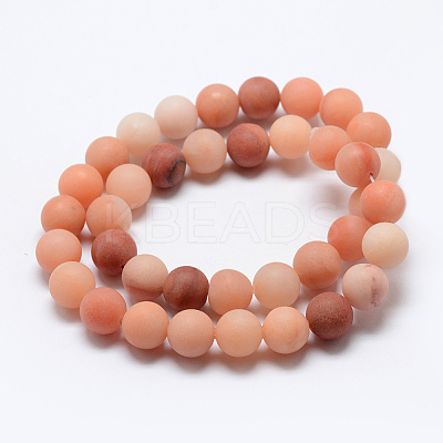 Natural Pink Aventurine Beads Strands G-G716-01-8mm-1