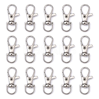 Platinum Plated Alloy Lobster Swivel Clasps For Key Ring PALLOY-E385-15P-1