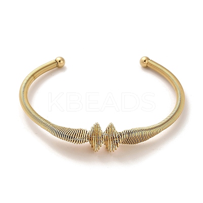 Golden 304 Stainless Steel Cuff Bangles for Women BJEW-C050-01G-G-1