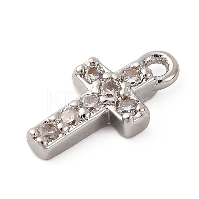 Brass Micro Pave Clear Cubic Zirconia Charms KK-V016-22A-P-1