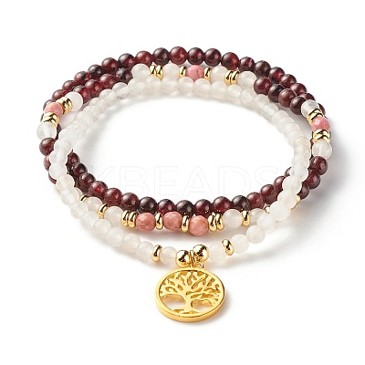 Stone Stretch Bracelets Set BJEW-JB07333-1