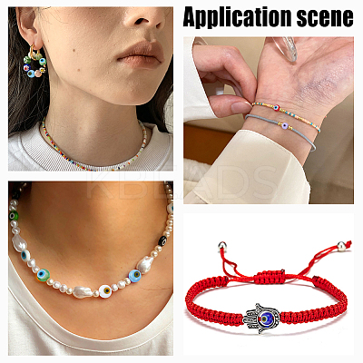 144Pcs 6 Colors Handmade Evil Eye Lampwork Round Bead LAMP-NB0001-76B-1