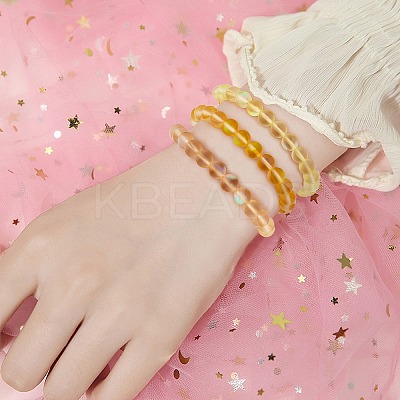 3Pcs Round Synthetic Moonstone Braided Bead Bracelets BJEW-SW00061-03-1