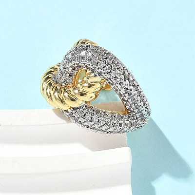 Brass Micro Pave Cubic Zirconia Rings RJEW-D307-04G-B-1
