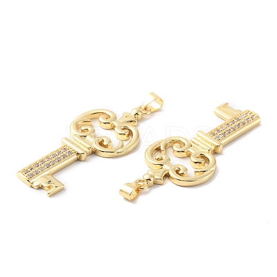 Rack Plating Brass Micro Pave Cubic Zirconia Pendants KK-F852-08G-1
