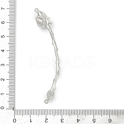 Brass Curved Bar Flower Connector Charms KK-P302-07P-1