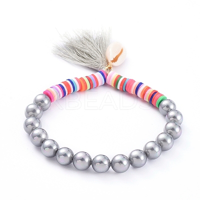 Tassels Charm Stretch Bracelets BJEW-JB05080-05-1