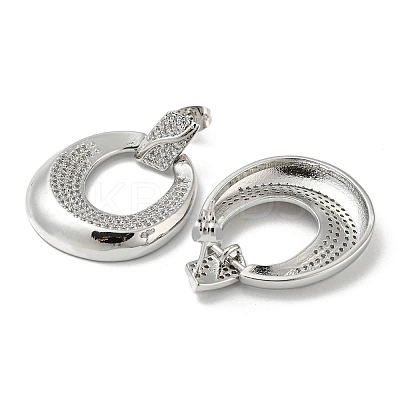 Oval Rack Plating Brass Micro Pave Cubic Zirconia Dangle Stud Earrings EJEW-F331-21P-1