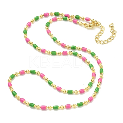 Brass Enamel Column Link Chain Necklaces NJEW-H039-10A-03G-1